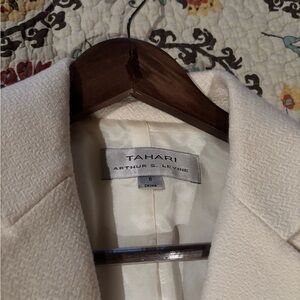 Tahari Cream Textured Blazer with matching skirt.